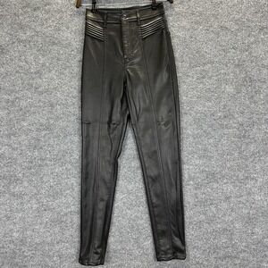 Express Pants Womens 00 Black Faux Leather Skinny Super High Rise Moto Biker